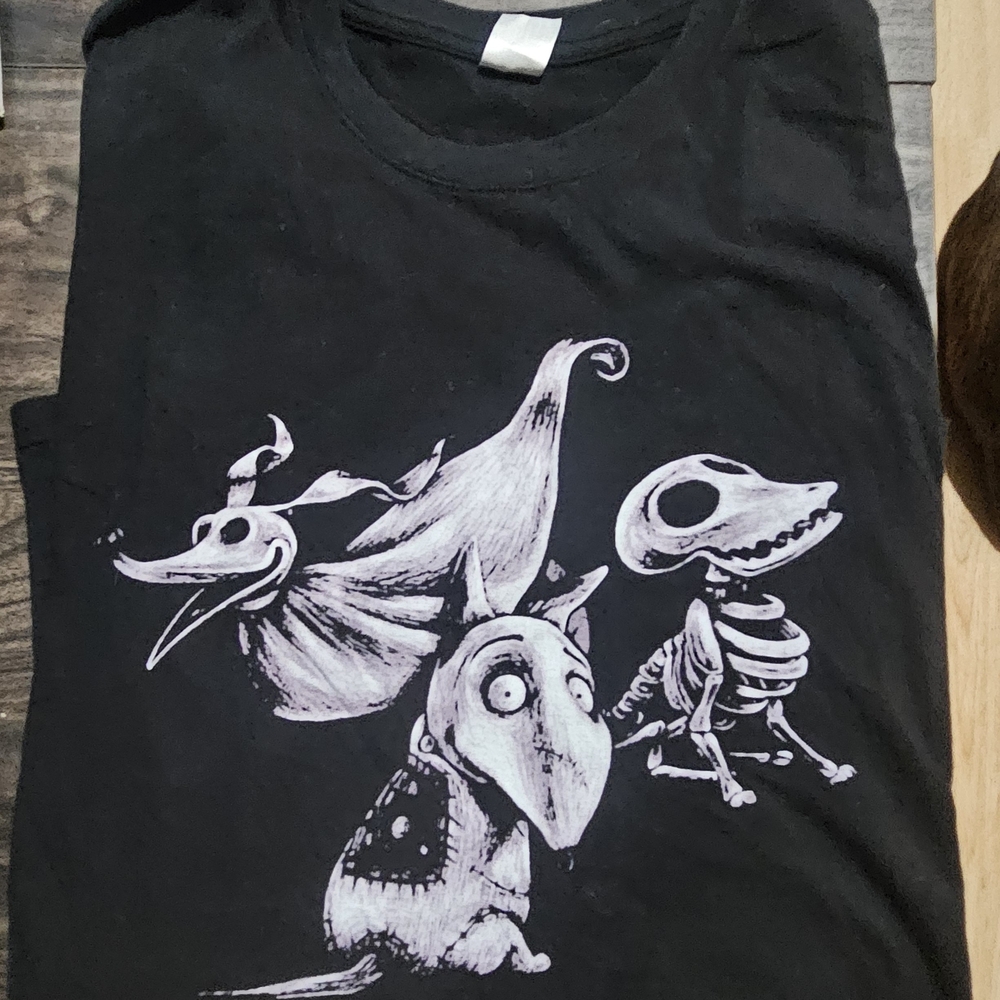 Black Graphic Tee with Skeleton Design